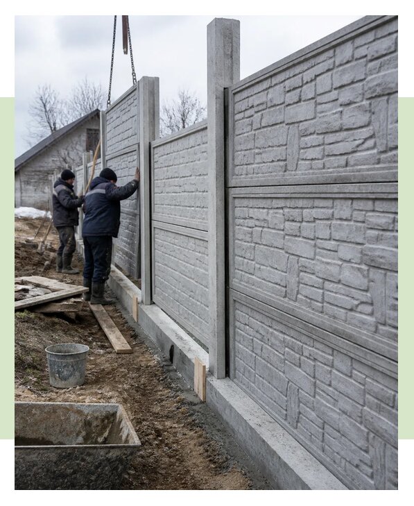 Бетонный забор цена за метр с установкой под ключ в Лениногорске